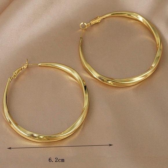 Twisted Hoop Earrings Golden - Picture 4 of 6